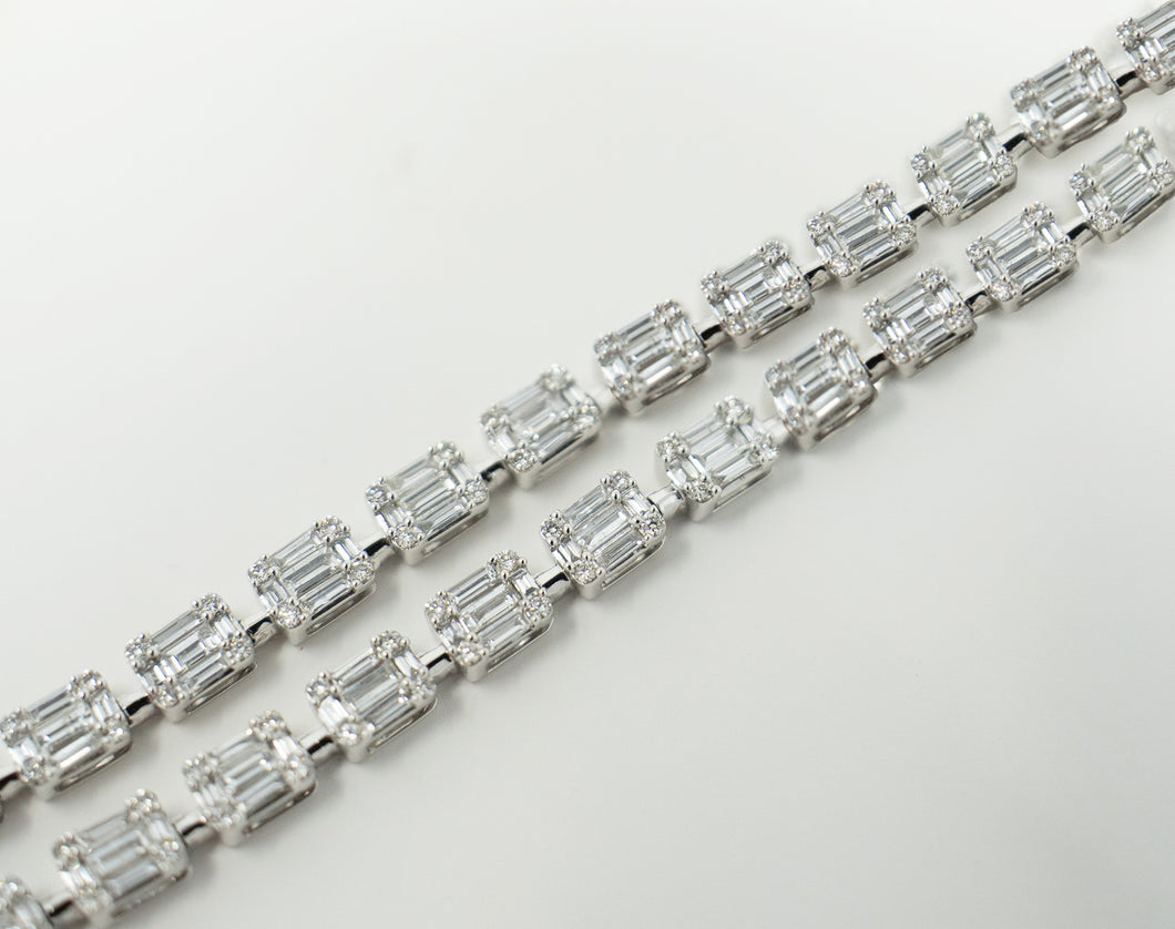 Diamond Baguette and Round cut Necklace