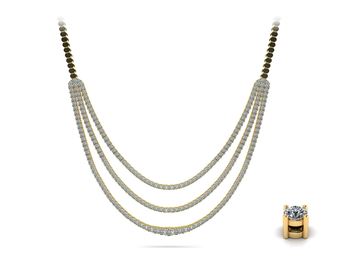 Triple Strand Diamond Tennis Necklace 7.65 carats