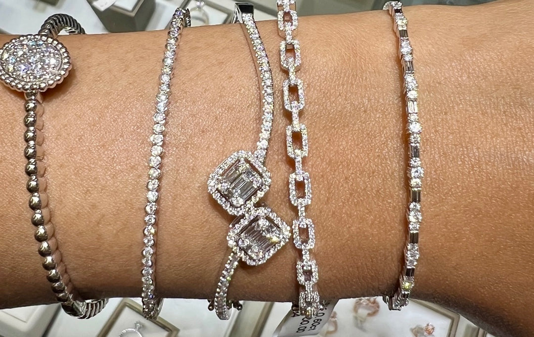 Radiant Baguette cut Diamond Bangle Bracelet