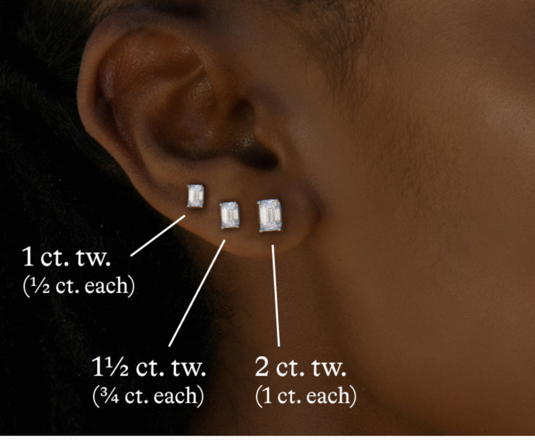 Emerald Cut Diamond Stud Earrings