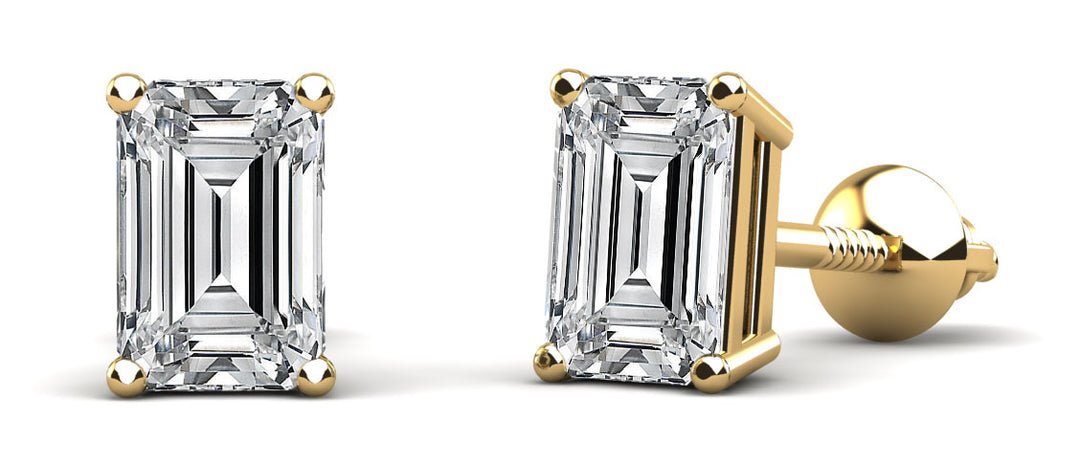 Emerald Cut Diamond Stud Earrings