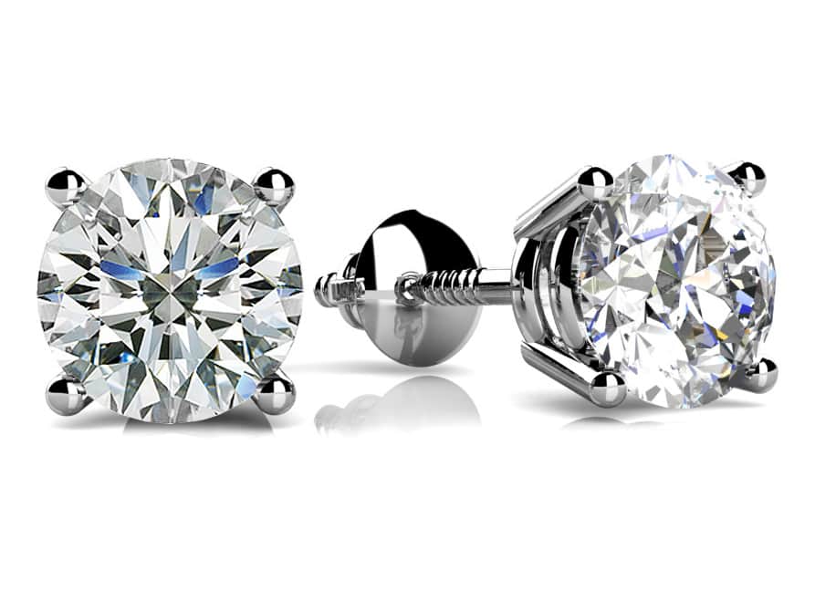 Round Cut Diamond Stud Earrings 0.75 carats weight - 2.00 carats total weight