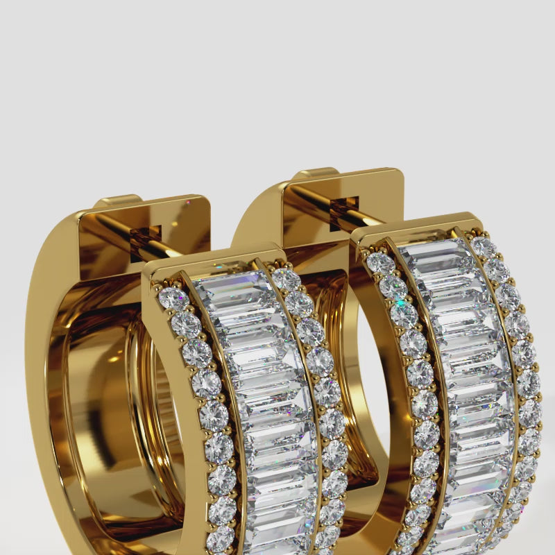 Baguette Diamond Hoop Earrings