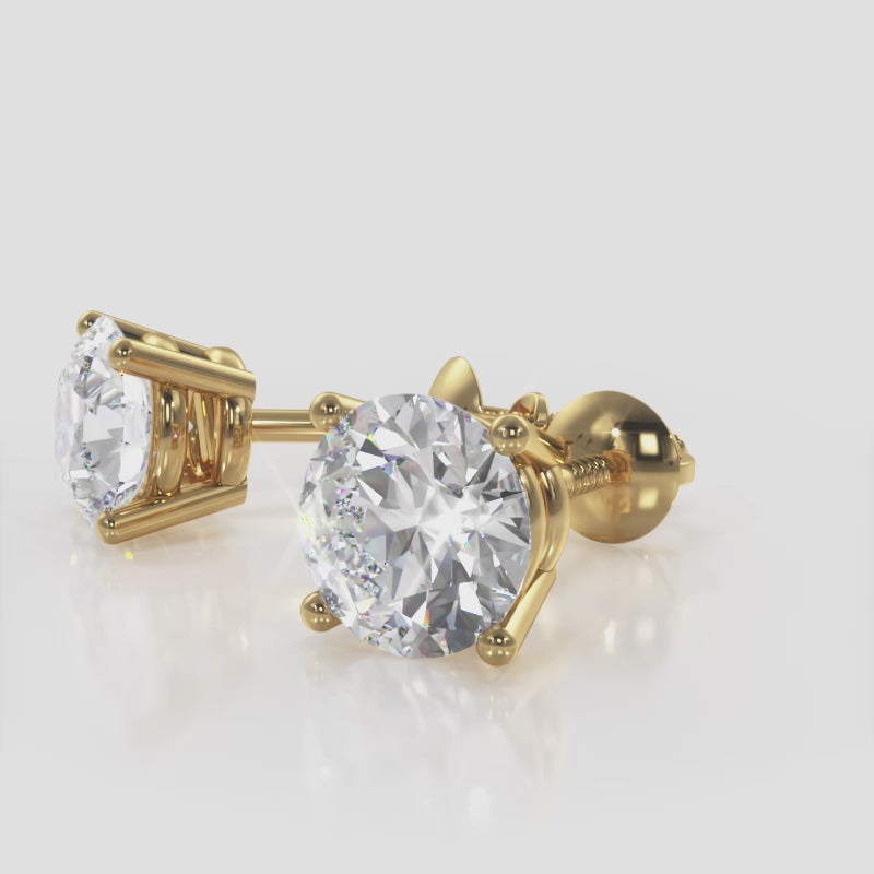 Round Cut Diamond Stud Earrings 0.75 carats weight - 2.00 carats total weight