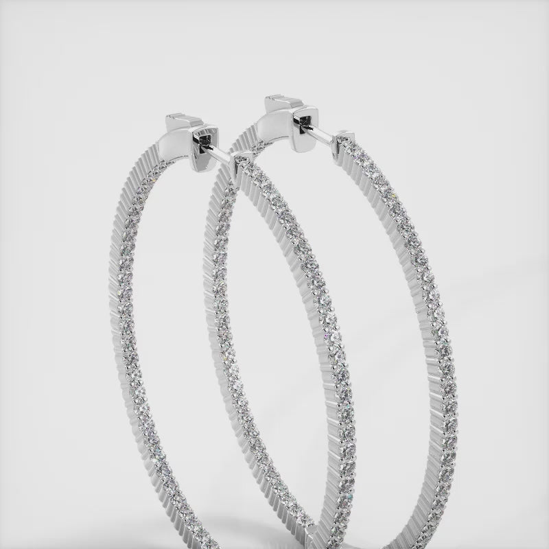 Timeless Diamond Hoop Earrings 3.74 Carats