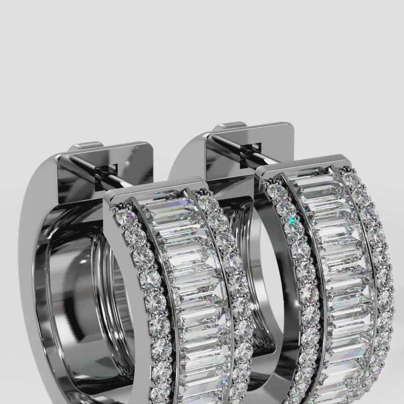 Baguette Diamond Hoop Earrings