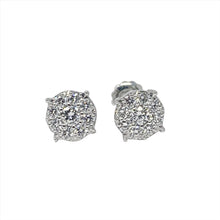 Load image into Gallery viewer, 14KW diamond cluster earrings.
