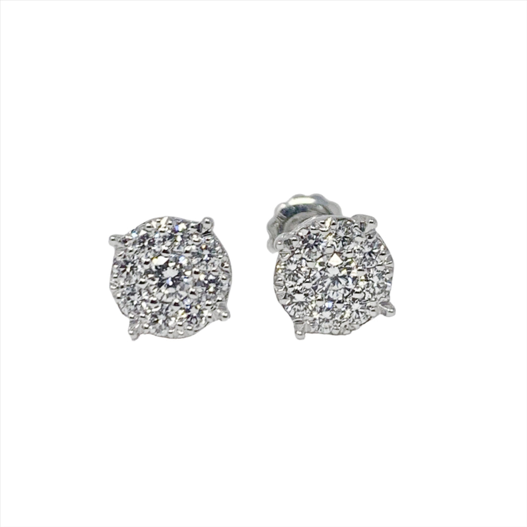 14KW diamond cluster earrings.