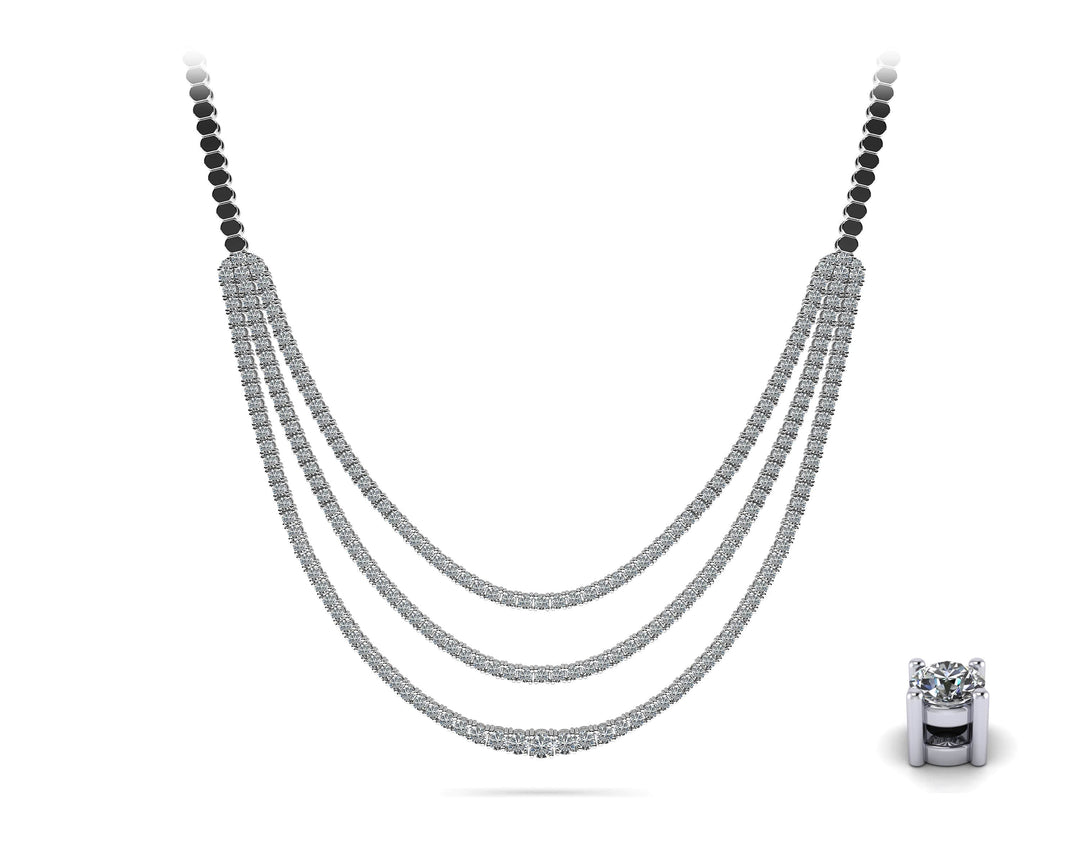 Triple Strand Diamond Tennis Necklace 7.65 carats