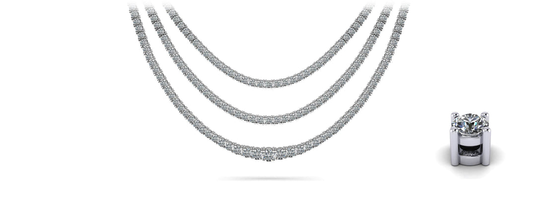 Triple Strand Diamond Tennis Necklace 7.65 carats