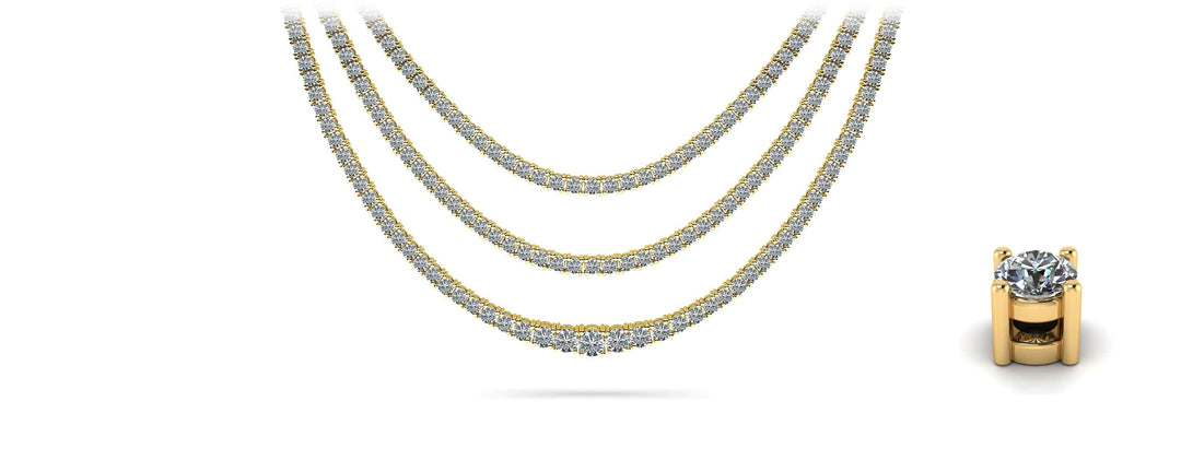 Triple Strand Diamond Tennis Necklace 7.65 carats