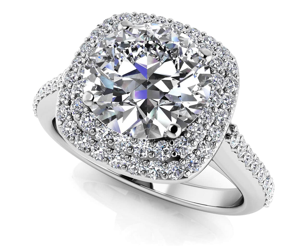 Round Double Halo Diamond Ring