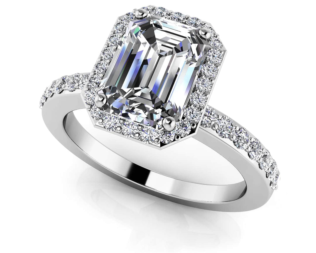 Elegant Emerald Halo Diamond Ring