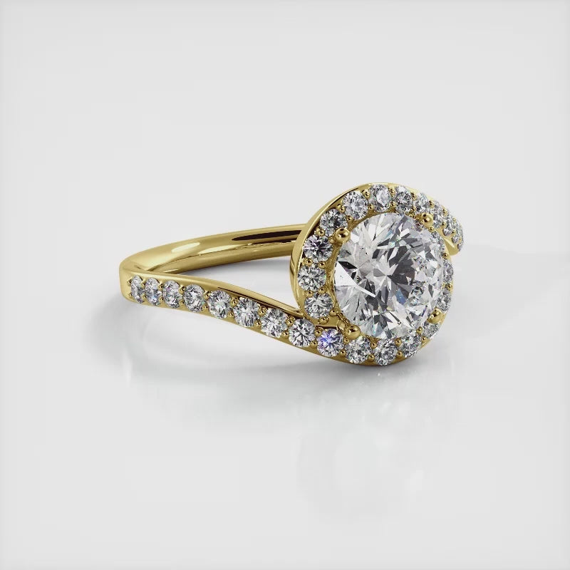 Round Swirl Halo Ring