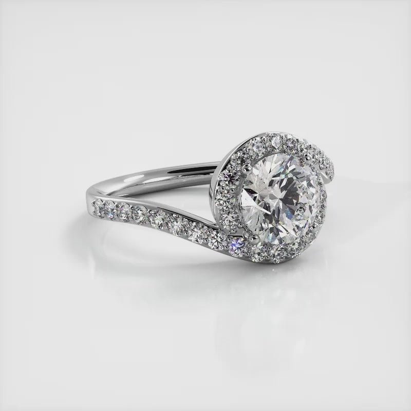 Round Swirl Halo Ring