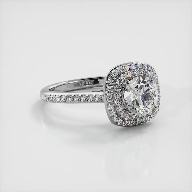 Round Double Halo Diamond Ring